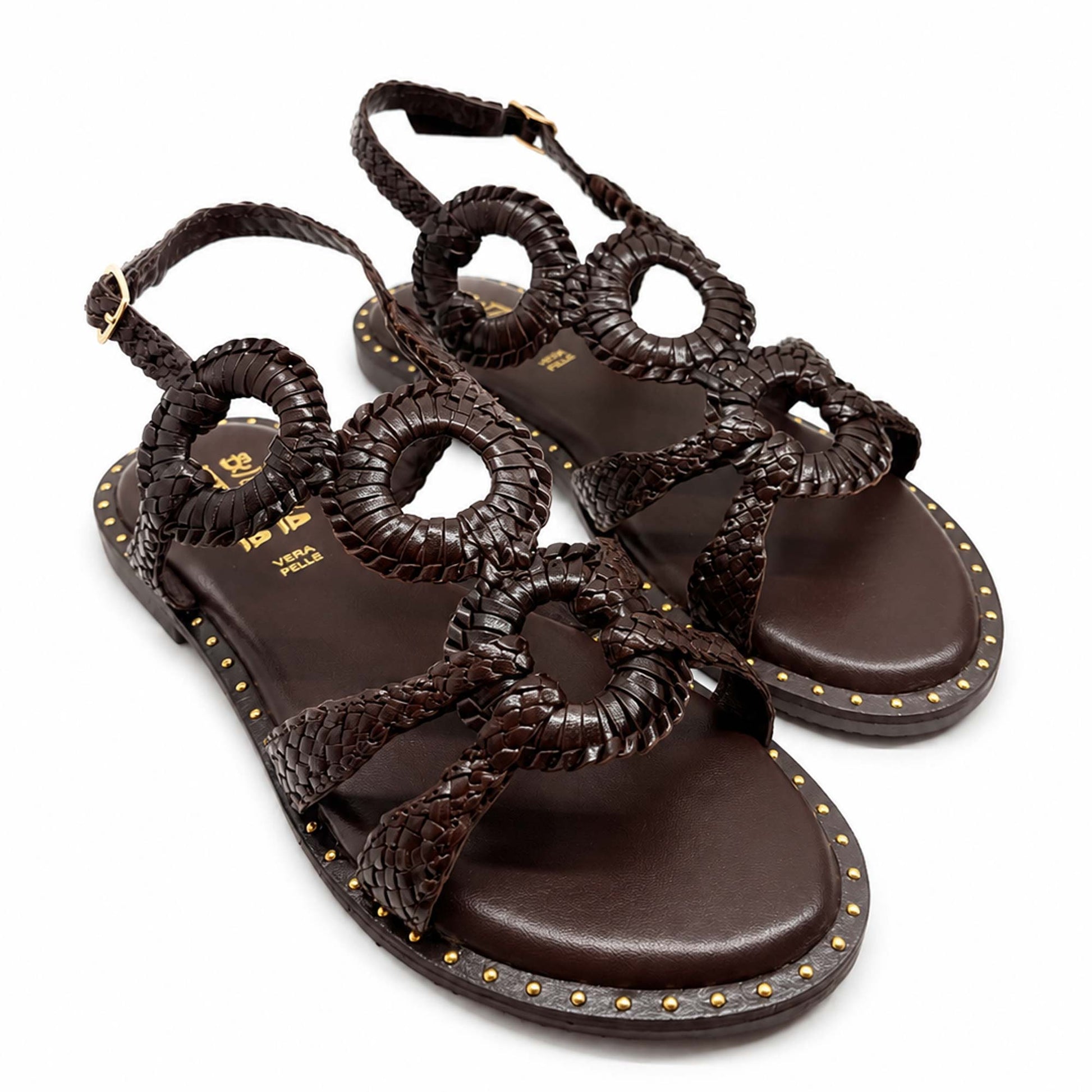 Sandali Bottega Fermana S7LI tacco flat donna | Pelle Marrone