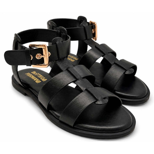 Sandali Flat Bottega Fermana S2BI donna nero