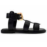 Sandali Bottega Fermana S2BI tacco flat donna | Pelle Nera