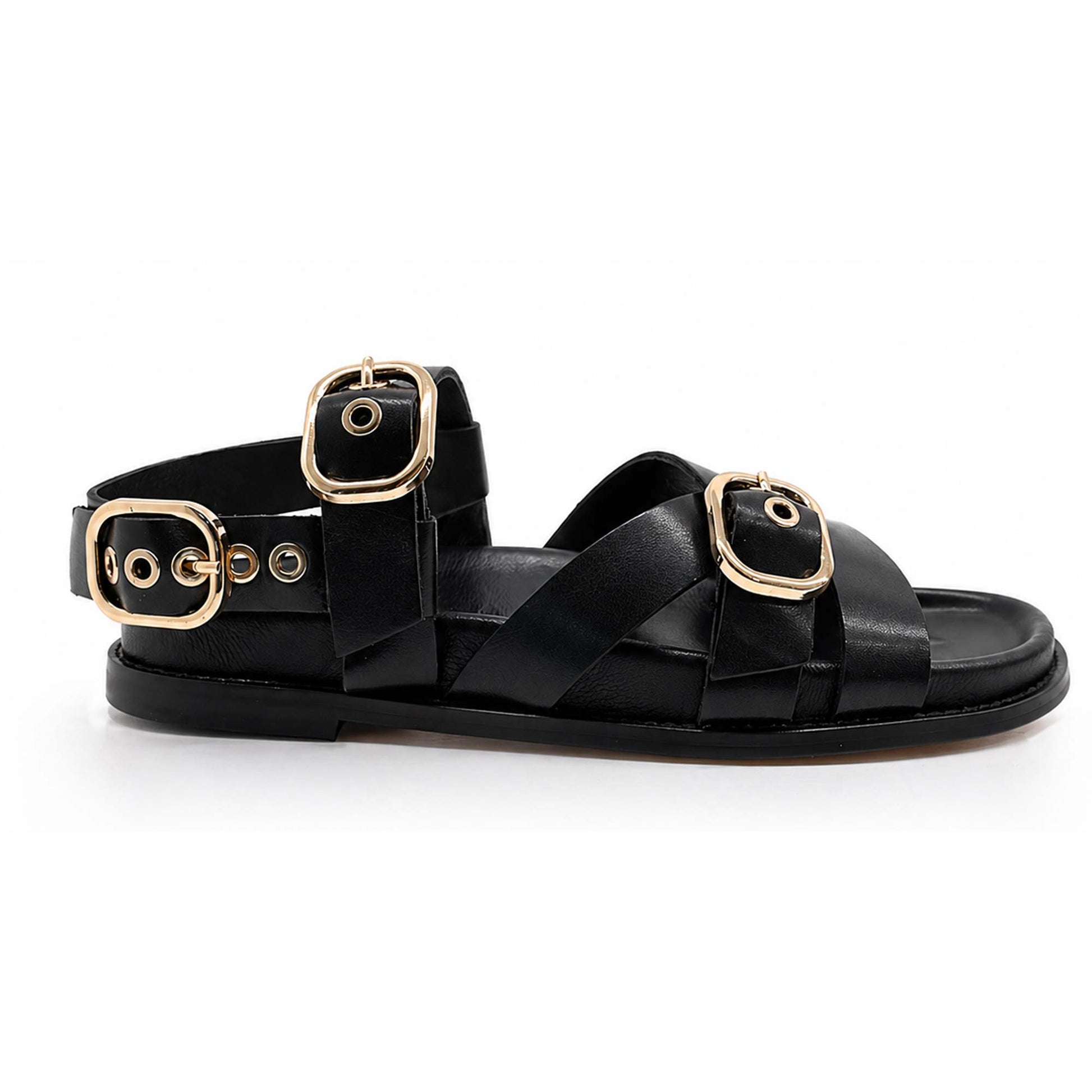 Sandali INUOVO D51006 Donna con Fibbe alla Schiava | Pelle Nero