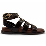 Sandali INUOVO D51013 Donna con Fibbe alla Schiava | Pelle Marrone