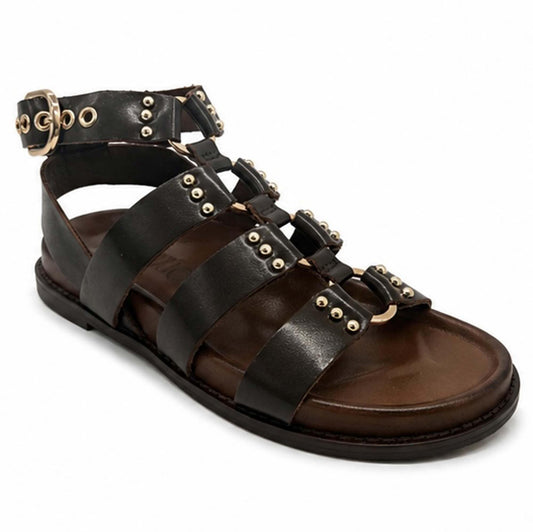 Sandali INUOVO D51013 Donna con Fibbe alla Schiava | Pelle Marrone