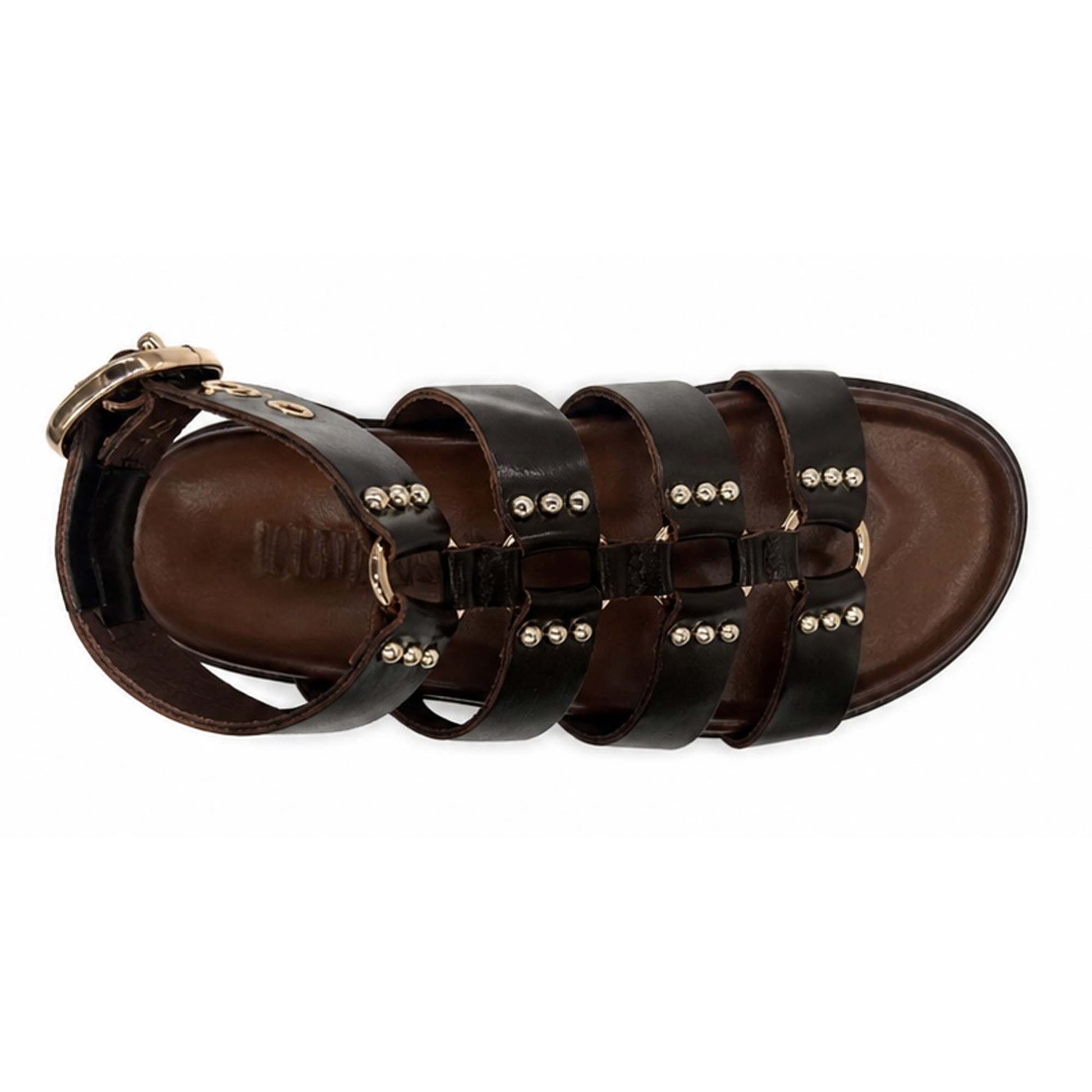 Sandali INUOVO D51013 Donna con Fibbe alla Schiava | Pelle Marrone