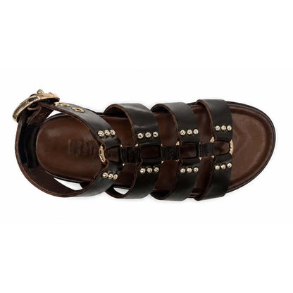 Sandali INUOVO D51013 Donna con Fibbe alla Schiava | Pelle Marrone