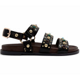 Sandali INUOVO D51045 Donna con Fibbe e Borchie | Pelle Marrone