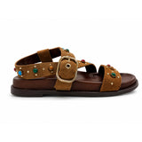 Sandali INUOVO D51047 alla Schiava con Borchie Donna | Camoscio Sigaro