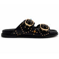 Sandali INUOVO D51049 Donna Doppia Fascia con Fibbe | Ciabatte in Pelle Nero