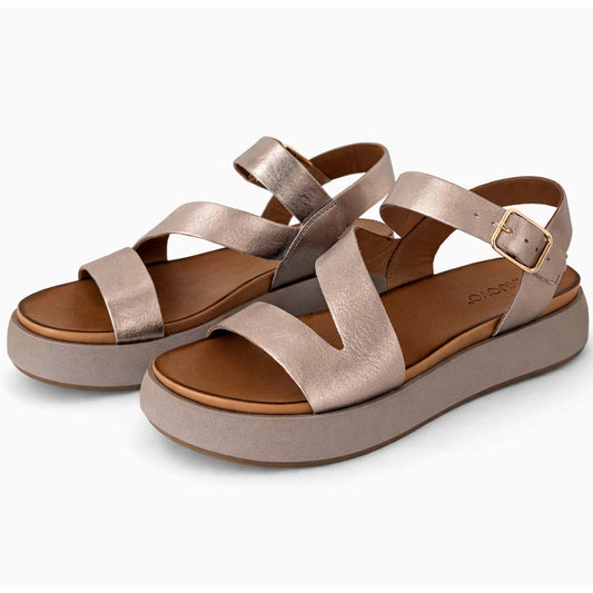 Sandali INUOVO Donna Platform Zeppa A96001 | In Pelle Bronzo
