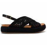 Sandali INUOVO Donna Platform Zeppa A96075 | Tessuto Nero