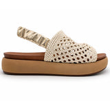 Sandali INUOVO Donna Platform Zeppa A96076 | Tessuto Platino