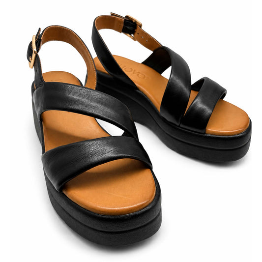 Sandali INUOVO Donna Zeppa A99023 | In Pelle Nero