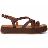 Sandali INUOVO Donna Zeppa con Strass Praline A96051 | In Pelle Marrone