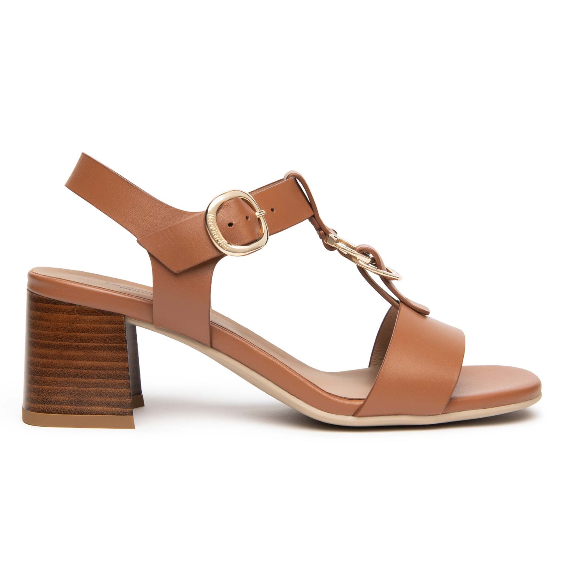 Sandali NeroGiardini Donna E615870-329 | Tacco Medio Marrone Cognac