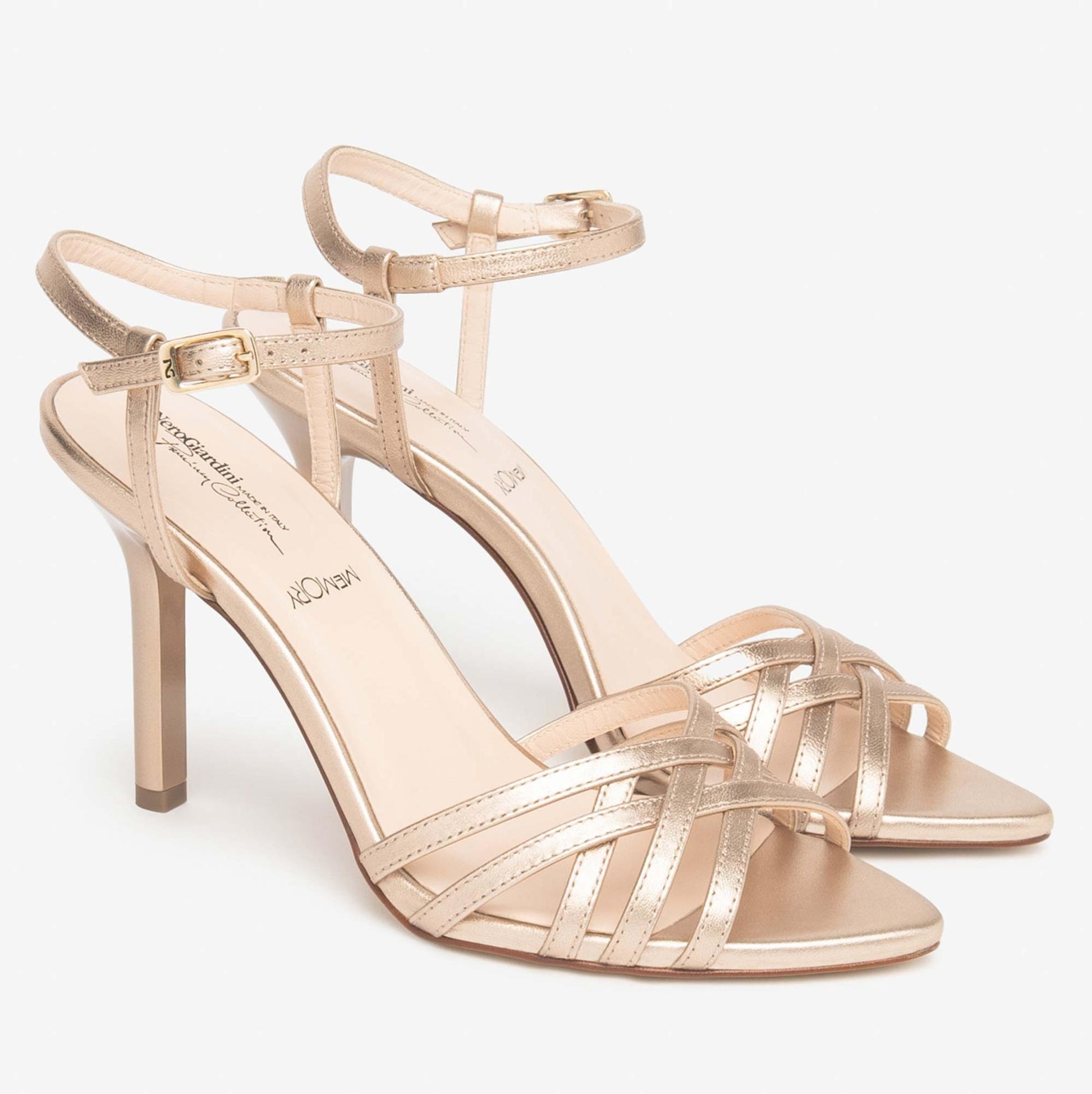 Sandali NeroGiardini Donna Tacco Alto E615652-434 in Pelle Oro | Eleganti e Raffinati
