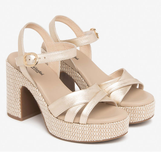 Sandali NeroGiardini Donna Tacco Alto E616071-418 in Pelle Oro | Made in Italy