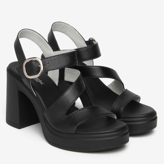Sandali NeroGiardini Donna Tacco Alto E616080-100 in Pelle Nera | Eleganti Made in Italy