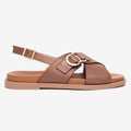 Sandali Nero Giardini Donna Tacco Basso in Pelle Marrone | Tacco Flat E615933-400