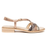 Sandali Nero Giardini Donna Tacco Basso in Pelle | Animalier Leo E615892-412
