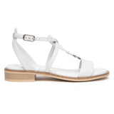 Sandali Nero Giardini Donna Tacco Basso in Pelle Bianca| E615895D-707