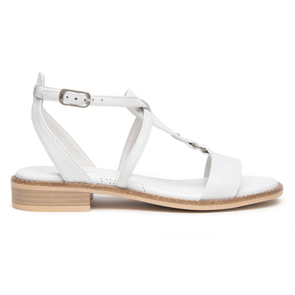 Sandali Nero Giardini Donna Tacco Basso in Pelle Bianca| E615895D-707