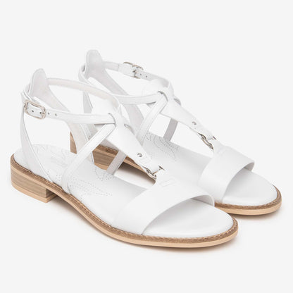 Sandali Nero Giardini Donna Tacco Basso in Pelle Bianca| E615895D-707