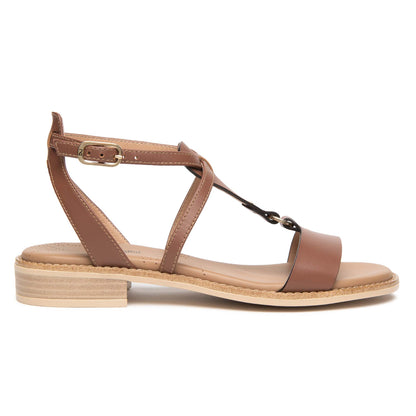 Sandali Nero Giardini Donna Tacco Basso in Pelle Marrone | E615895D-400