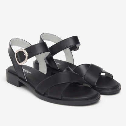 Sandali Nero Giardini Donna Tacco Basso in Pelle Nera | E513400D-100