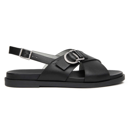 Sandali Nero Giardini Donna Tacco Basso in Pelle Nera | Tacco Flat E615933D-100