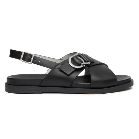 Sandali Nero Giardini Donna Tacco Basso in Pelle Nera | Tacco Flat E615933D-100