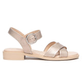 Sandali Nero Giardini Donna Tacco Basso in Pelle Oro | E513401D-675