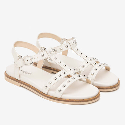 Sandali Nero Giardini Donna in Pelle Nera con borchie | Tacco Flat E615921D-713