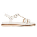 Sandali Nero Giardini Donna in Pelle Bianca con borchie | Tacco Flat E615921D-713