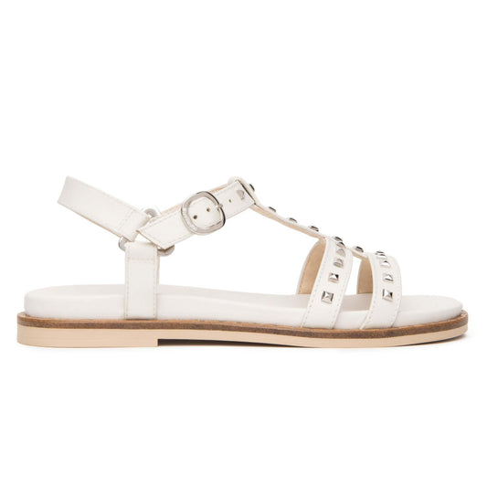 Sandali Nero Giardini Donna in Pelle Nera con borchie | Tacco Flat E615921D-713