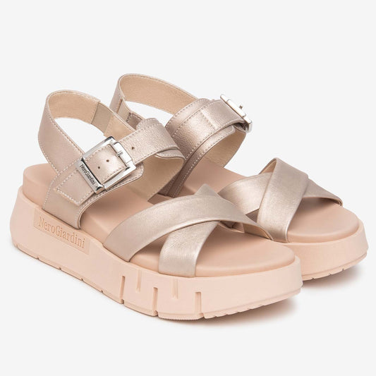 Sandali Platform NeroGiardini Donna E617064-675 | Pelle Rosa, Tacco Comodo