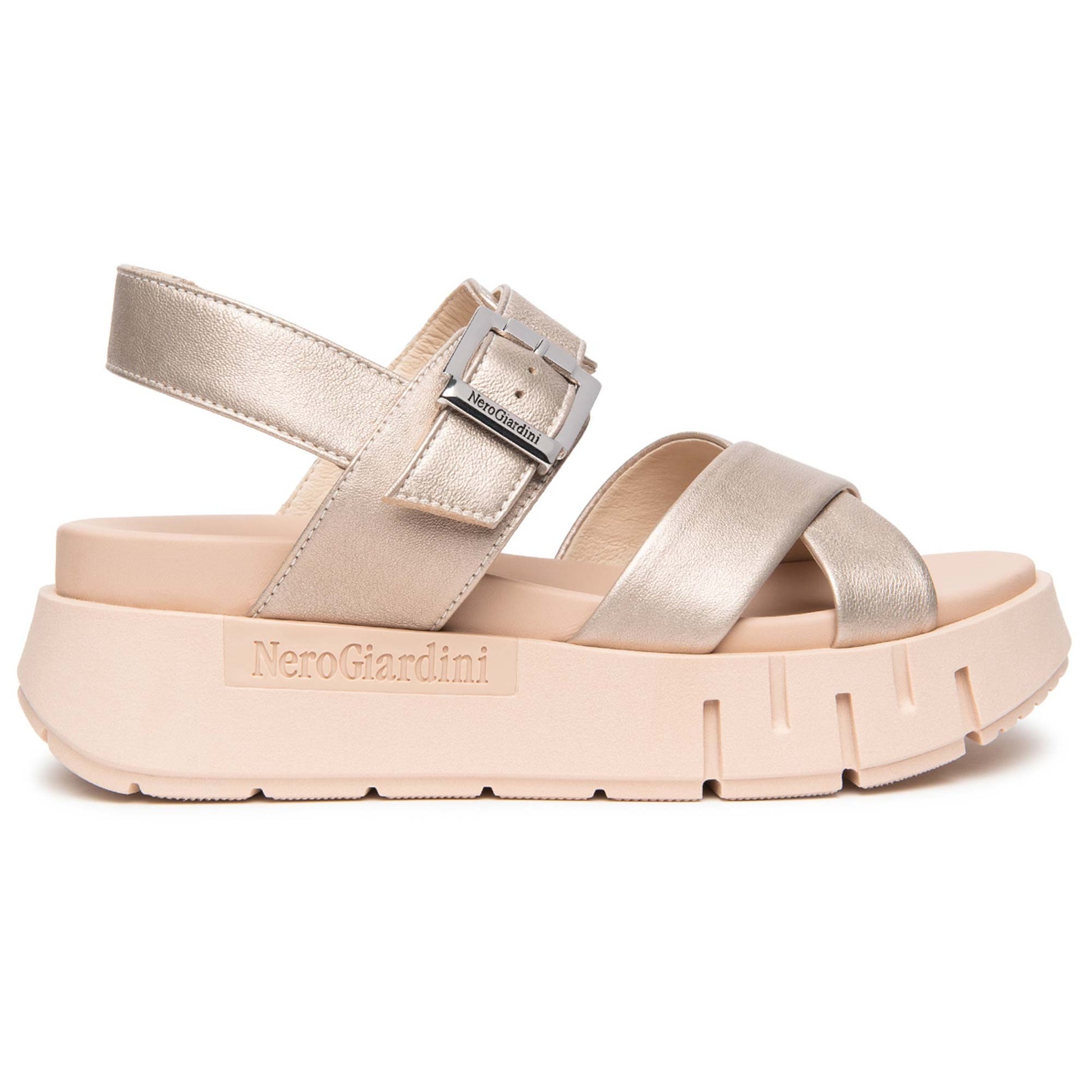 Sandali Platform NeroGiardini Donna E617064-675 | Pelle Rosa, Tacco Comodo