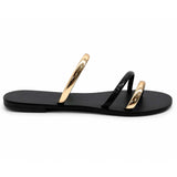 Sandali flat Nicolas Lainas 27T in Pelle nero/oro | Tacco Basso Comodo