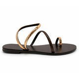 Sandali flat Nicolas Lainas 63T in Pelle marrone/rame | Tacco Basso Comodo
