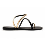 Sandali flat Nicolas Lainas 63T in Pelle nero/oro | Tacco Basso Comodo