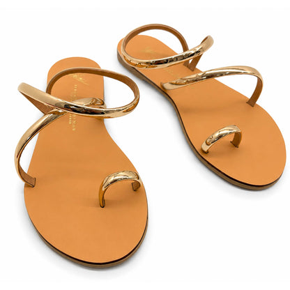 Sandali flat Nicolas Lainas 63T in Pelle oro | Tacco Basso Comodo