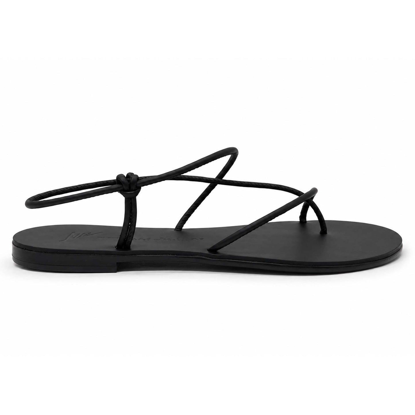 Sandali flat Nicolas Lainas 67G in Pelle Nero | Tacco Basso Comodo
