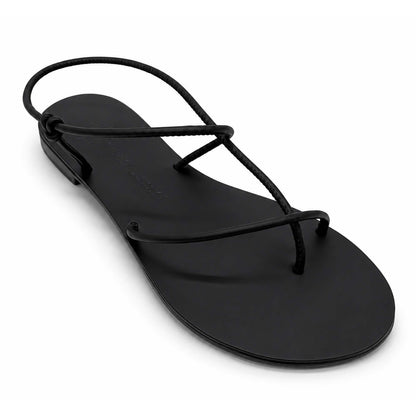 Sandali flat Nicolas Lainas 67G in Pelle Nero | Tacco Basso Comodo
