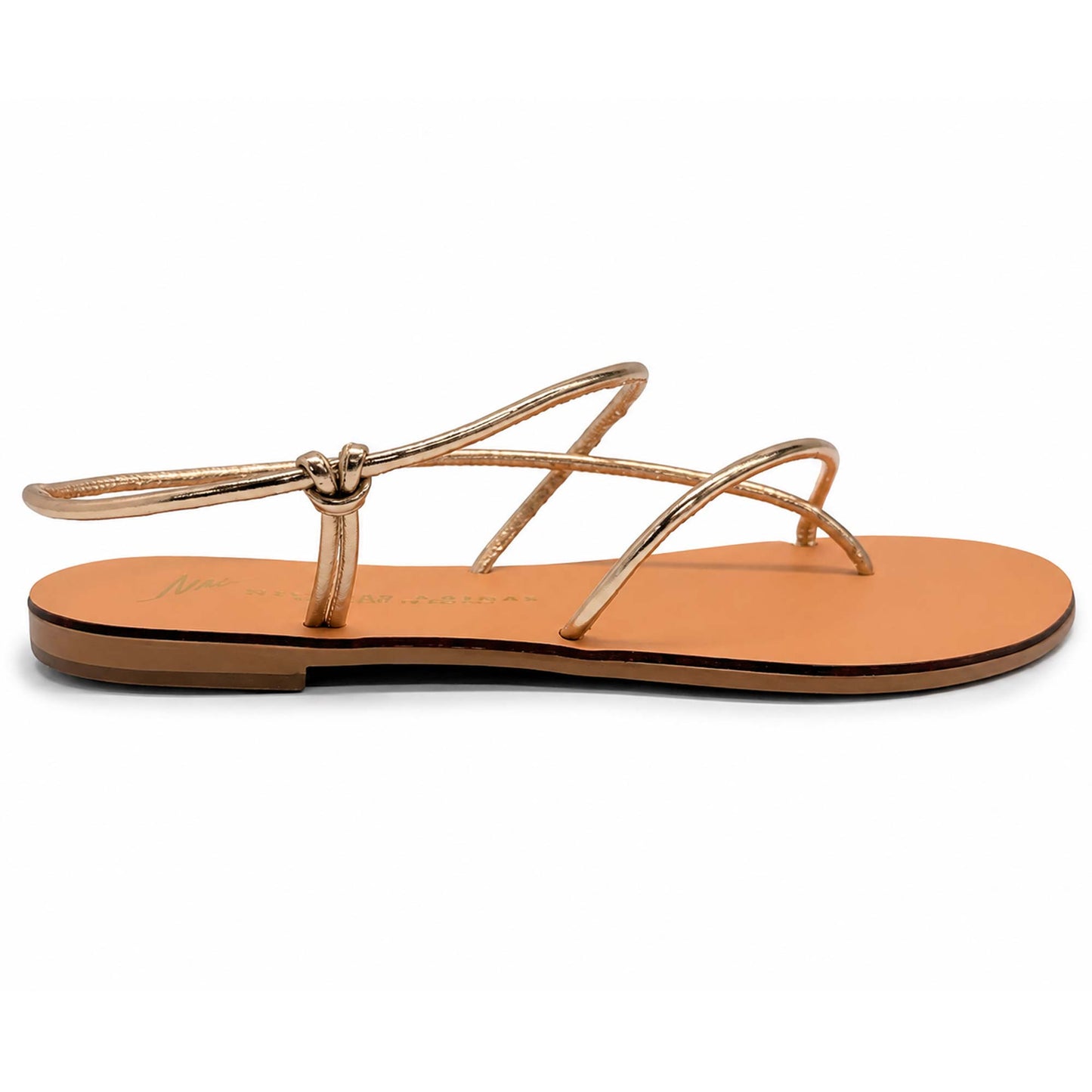 Sandali flat Nicolas Lainas 67G in Pelle oro | Tacco Basso Comodo