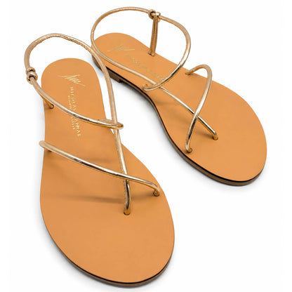 Sandali flat Nicolas Lainas 67G in Pelle oro | Tacco Basso Comodo