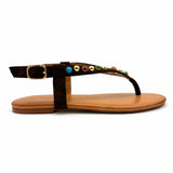 Sandali infradito INUOVO E39001 donna borchie | Camoscio Marrone
