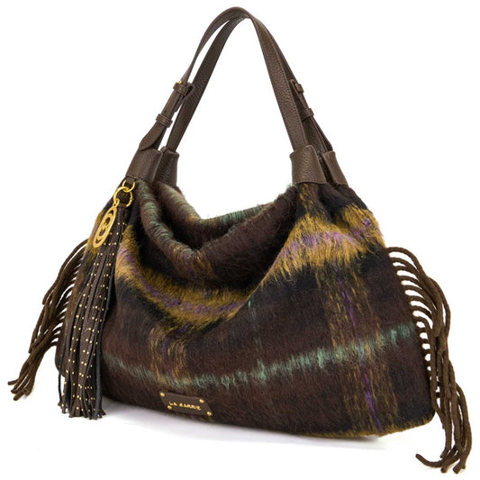 Shopper La Carrie Kerala donna marrone vista laterale con frange