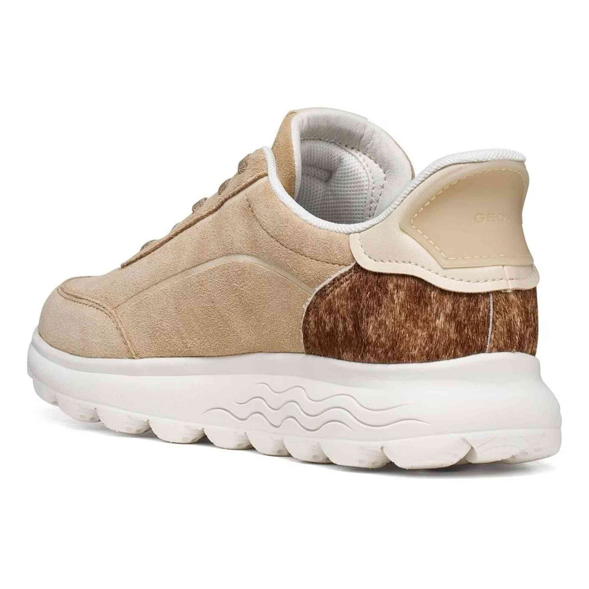 Sneakers Geox Spherica Plus beige donna vista laterale