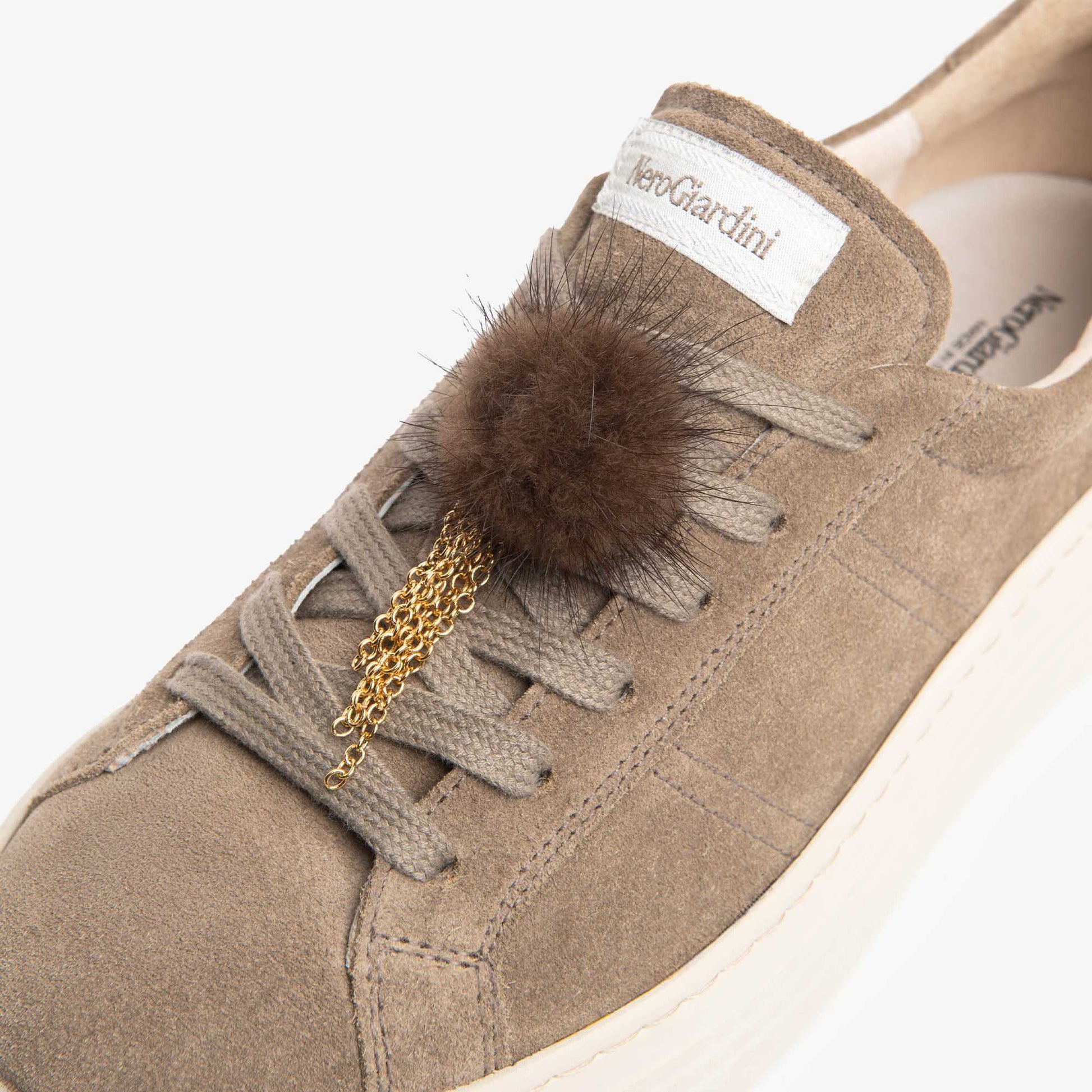 Sneakers NeroGiardini Donna I617441D-405 Beige in Camoscio | Scarpe Made in Italy
