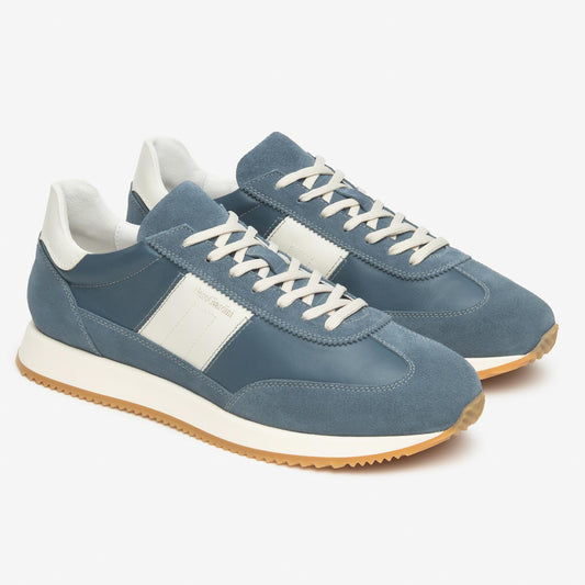Sneakers NeroGiardini Running Uomo E601110-203 in Pelle Blu | Comode Made in Italy