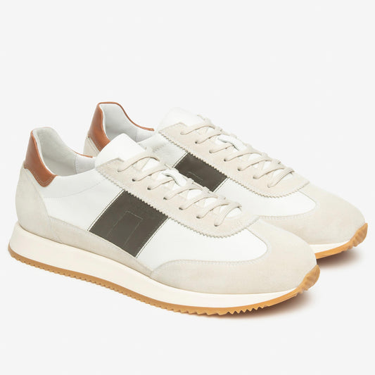 Sneakers NeroGiardini Running Uomo E601110-714 in Pelle Bianca | Comode Made in Italy