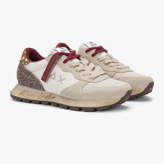 Sneakers SUN68 donna Ally Vintage bianco panna vista laterale